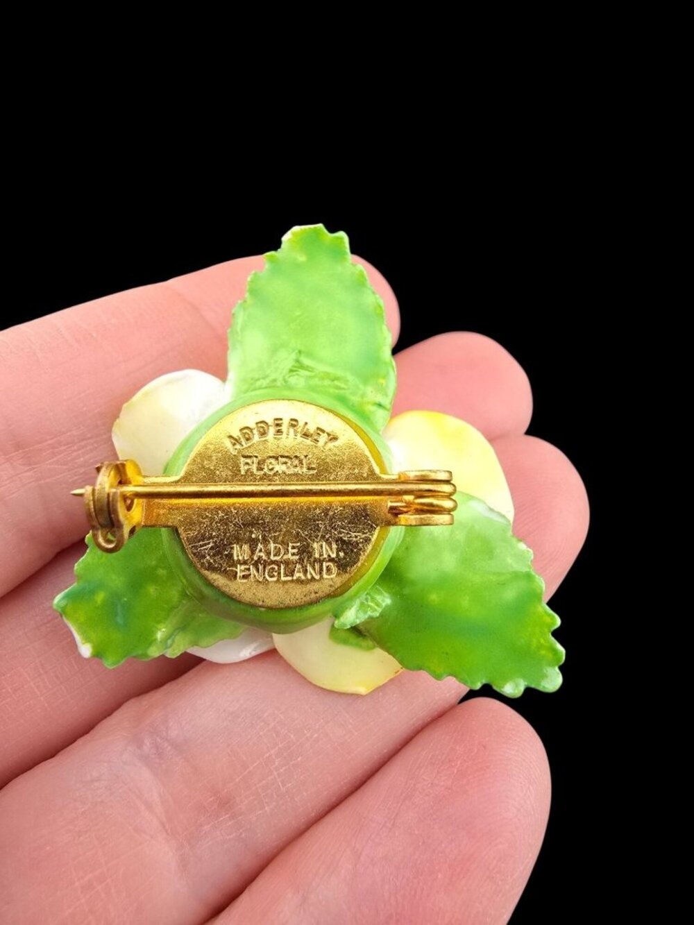Vintage Royal Adderley Brooch Yellow Rose Bone China Floral Jewelry Spring READ - Picture 9 of 12